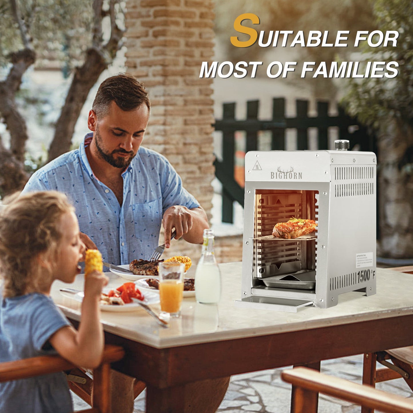 Portable Propane Infrared Steak Grill (9") - Stainless Steel