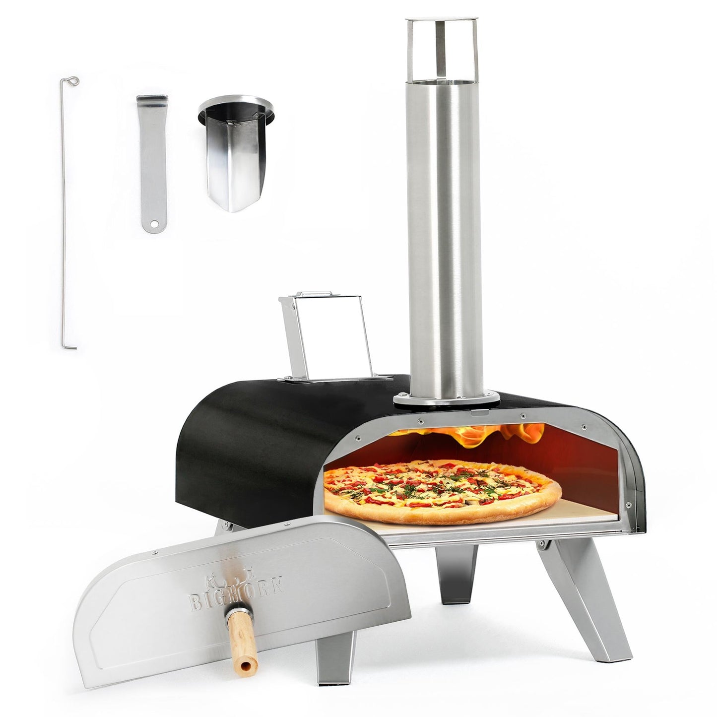 12" Portable Wood Pellet Pizza Oven - Black