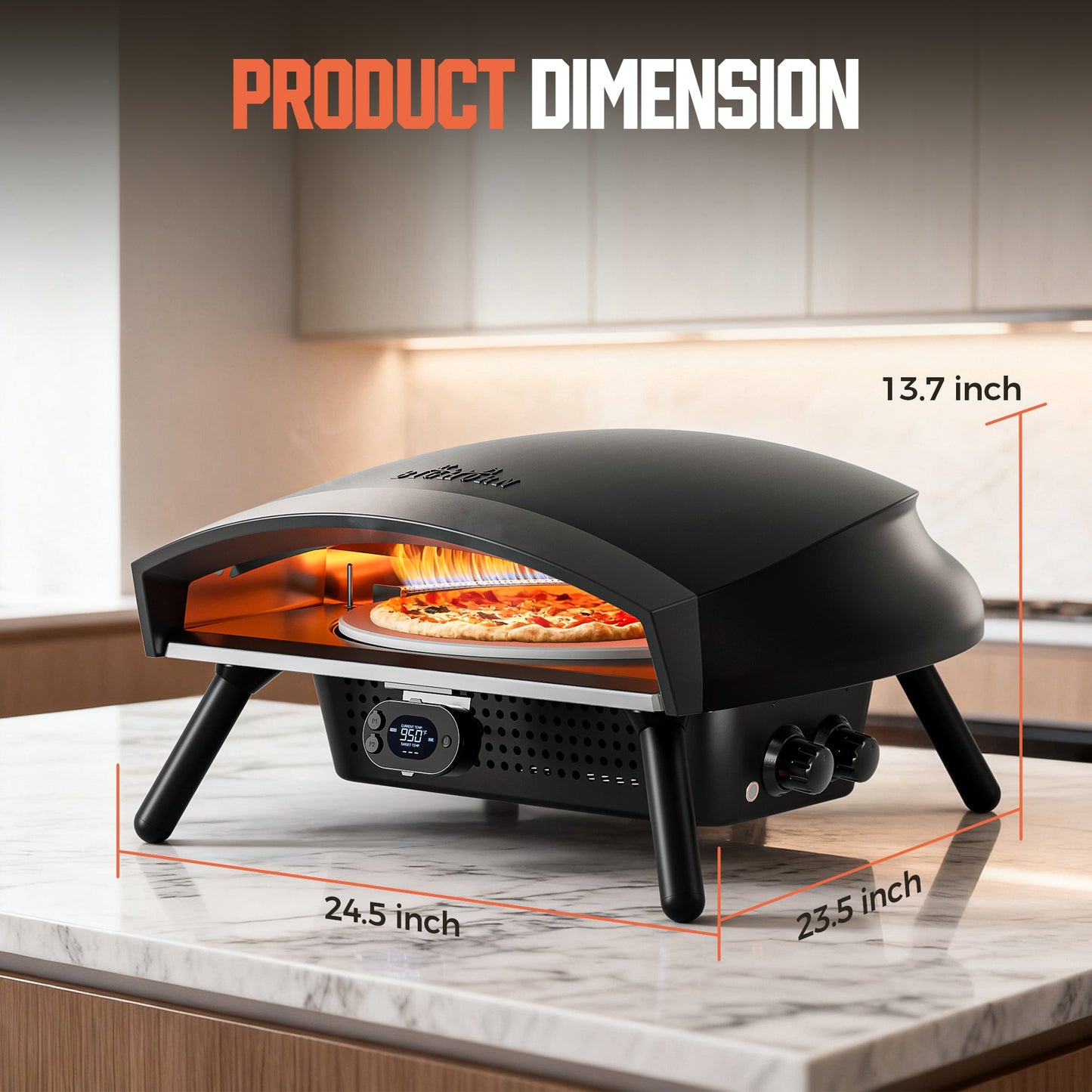 16" Portable Propane Gas Pizza Oven - Auto-Rotating Stone