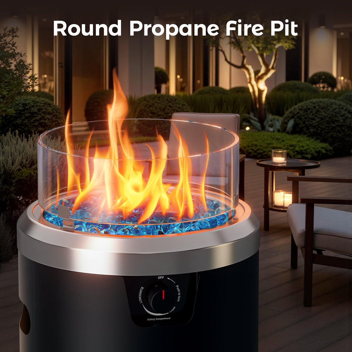 15" Outdoor Propane Fire Pit Column - Round