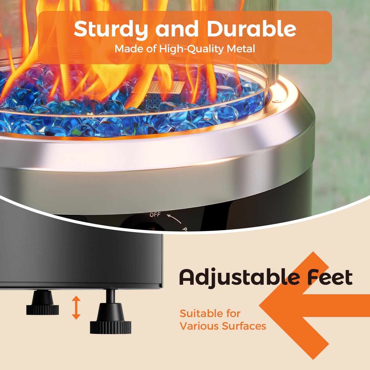 15" Outdoor Propane Fire Pit Column - Round