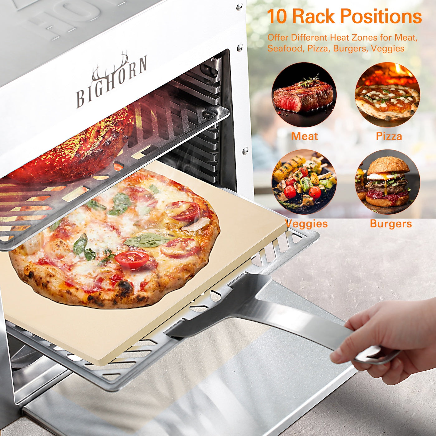 Portable Propane Infrared Steak Grill (16") - Includes Pizza Stone, Stainless Steel