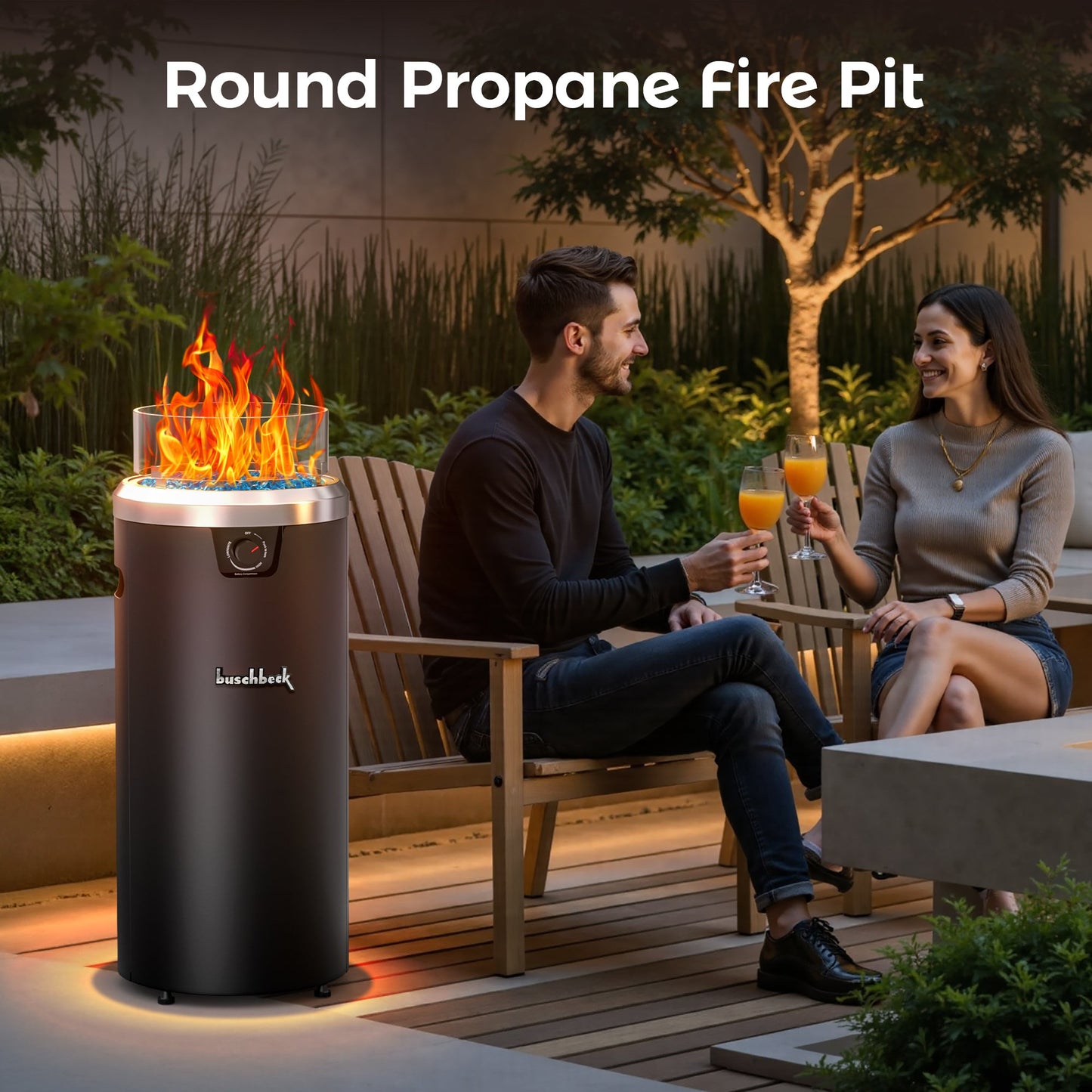 15" Outdoor Propane Fire Pit Column - Round