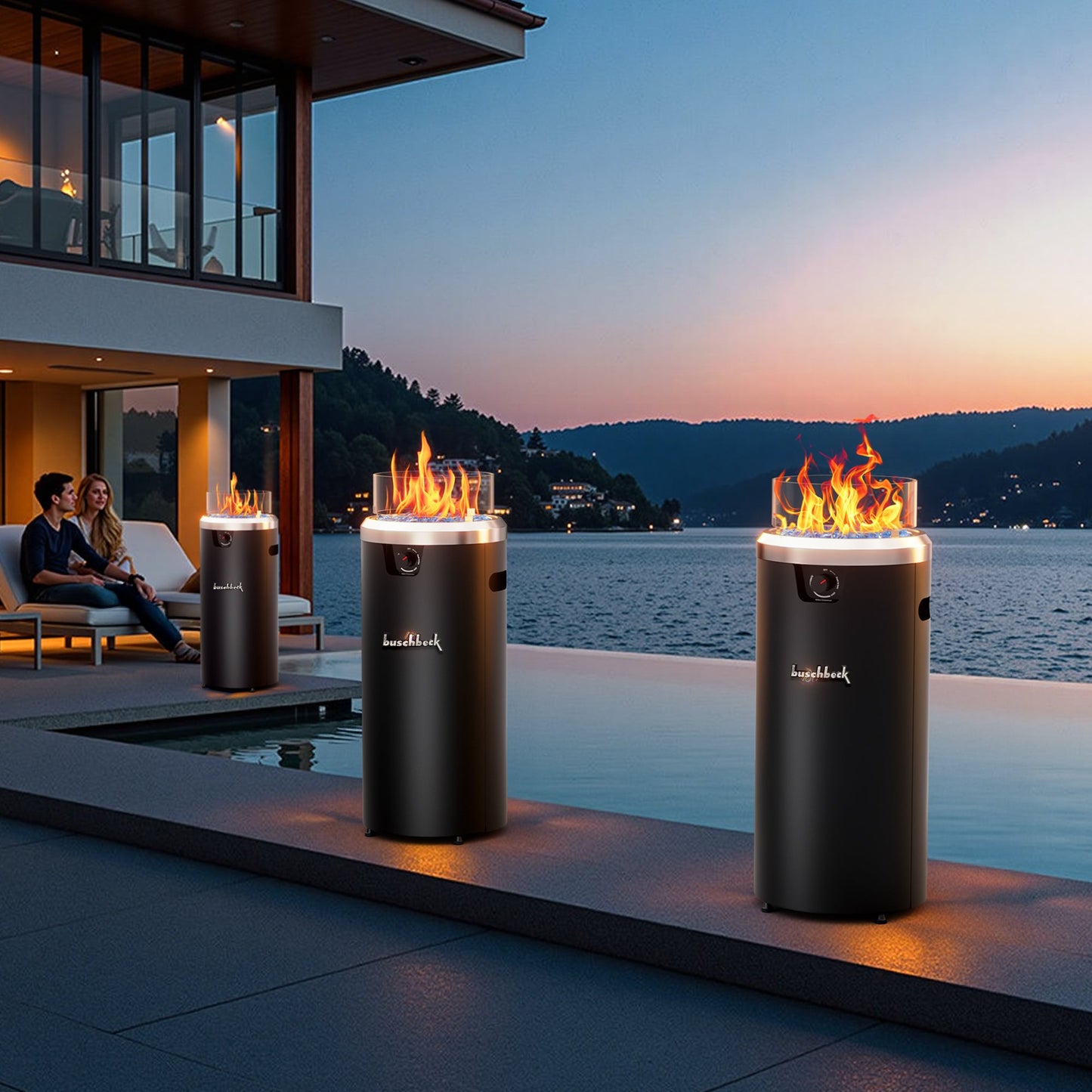 15" Outdoor Propane Fire Pit Column - Round