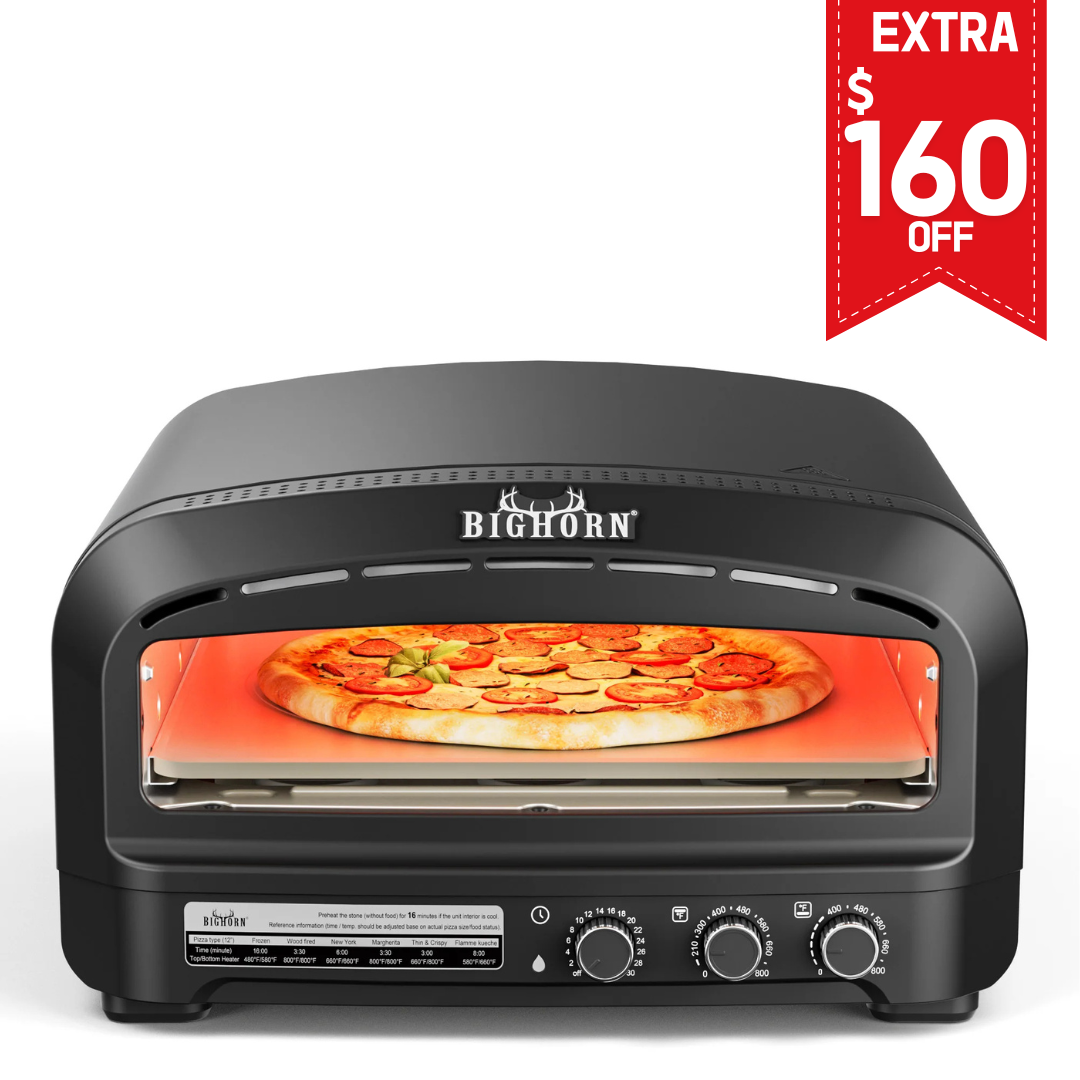 14" Indoor Electric Countertop Pizza Oven - 6 Preset Modes, Black