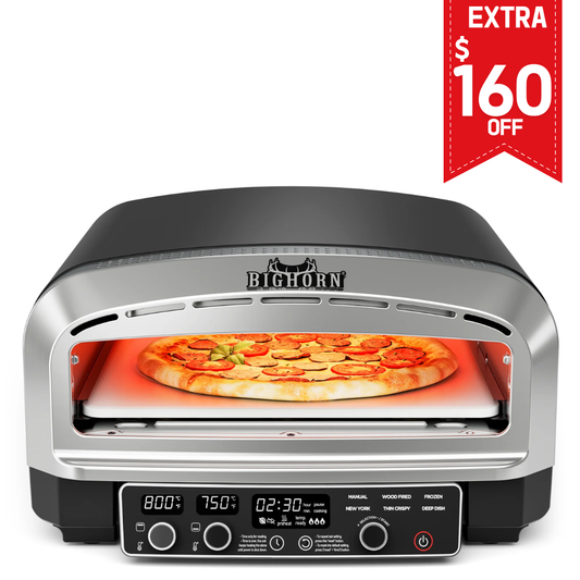 14" Indoor Electric Countertop Pizza Oven - 6 Preset Modes, Stainless Steel