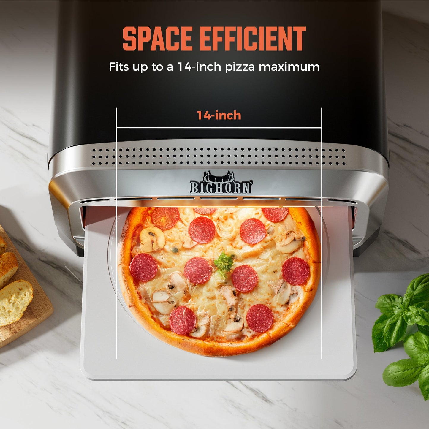 14" Indoor Electric Countertop Pizza Oven - 6 Preset Modes, Stainless Steel