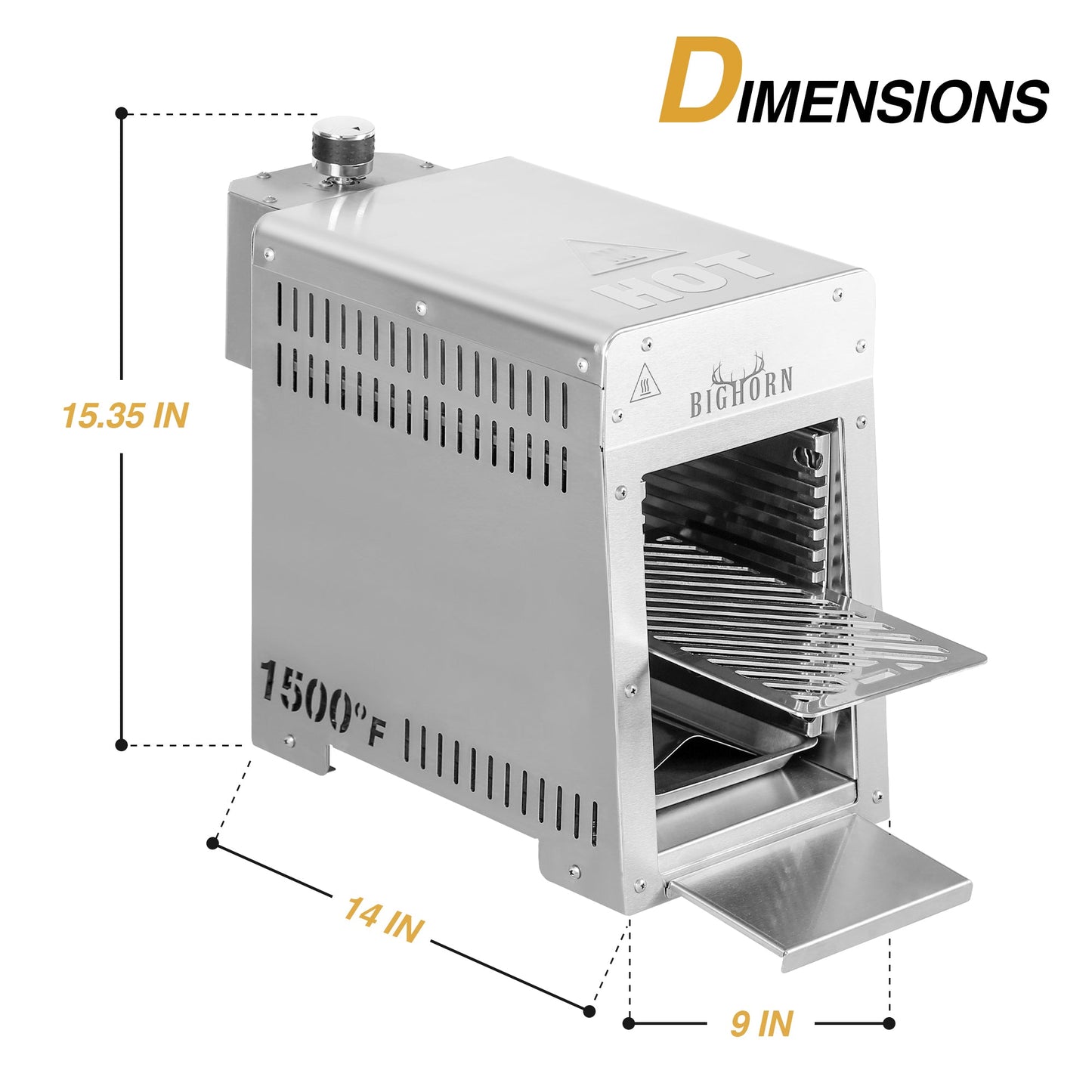 Portable Propane Infrared Steak Grill (9") - Stainless Steel