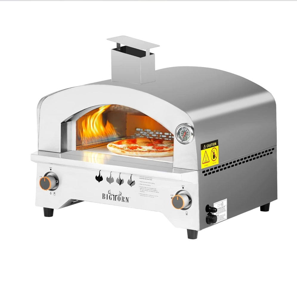 13" Portable Propane Gas Pizza Oven - Silver