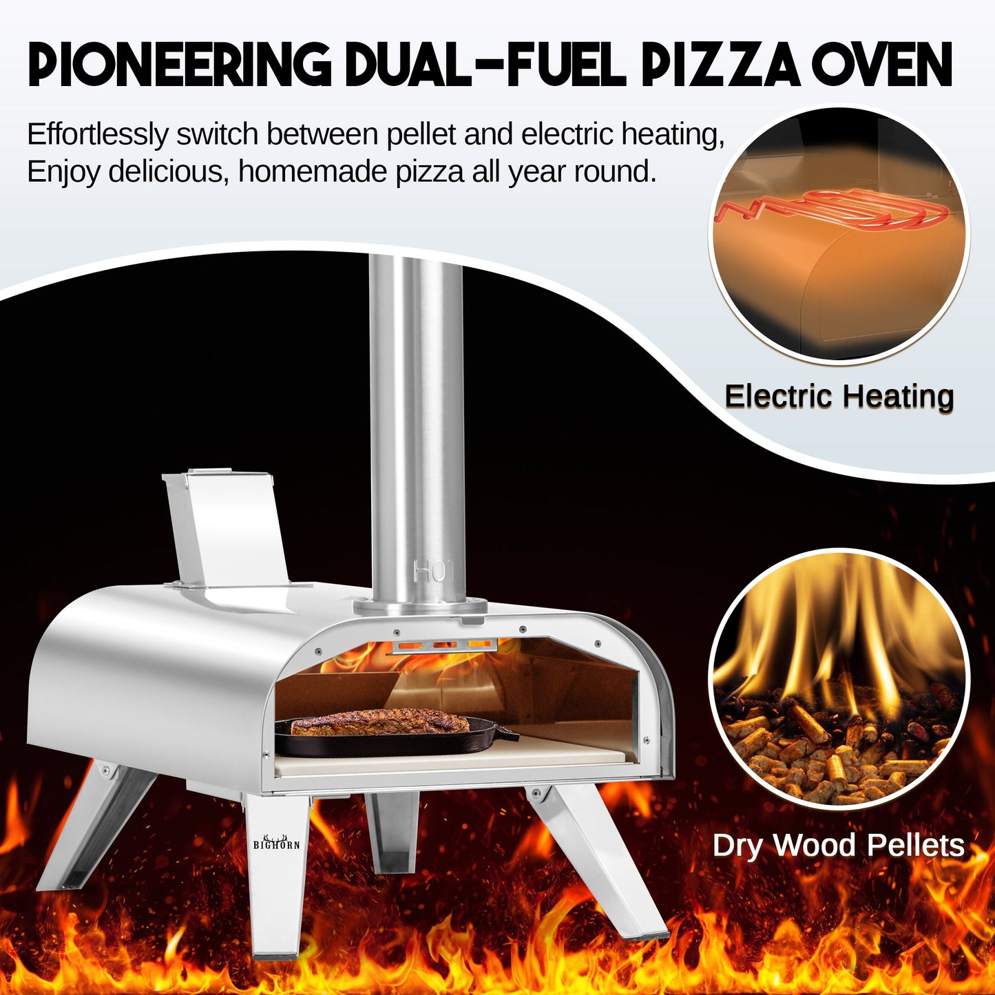12" Multi-Fuel Pizza Oven - Pellet + Electric