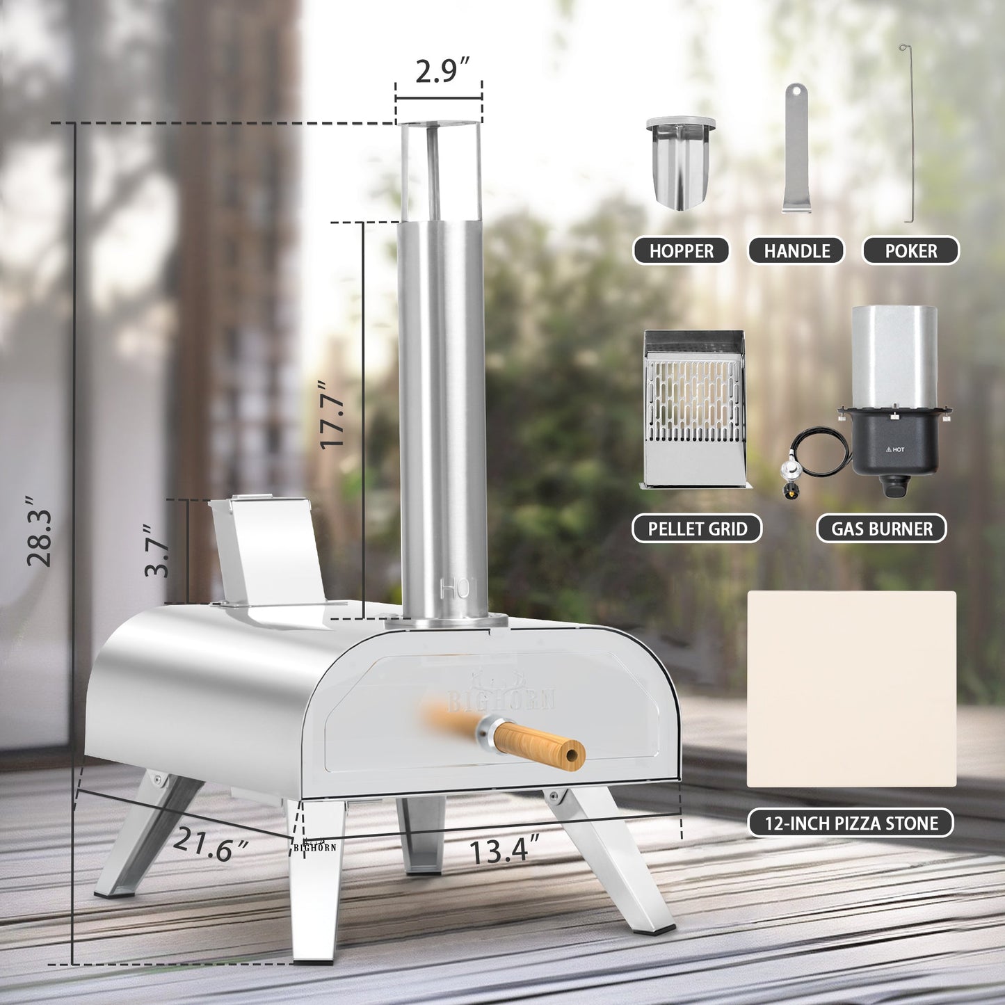 12" Multi-Fuel Pizza Oven - Pellet + Gas