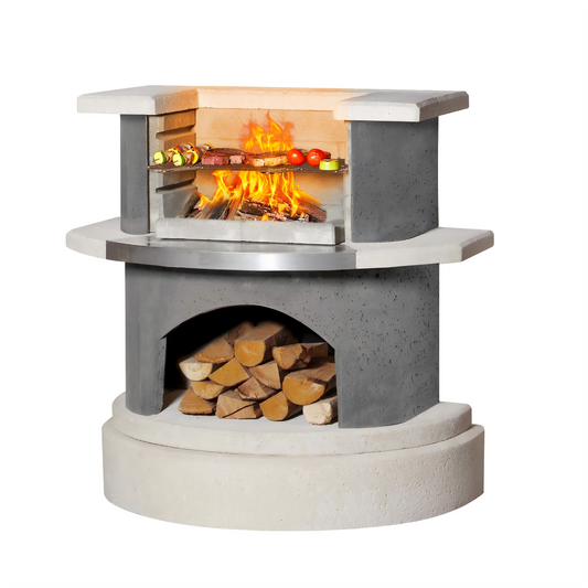 Concrete Outdoor Fireplace with Grill (36.6")