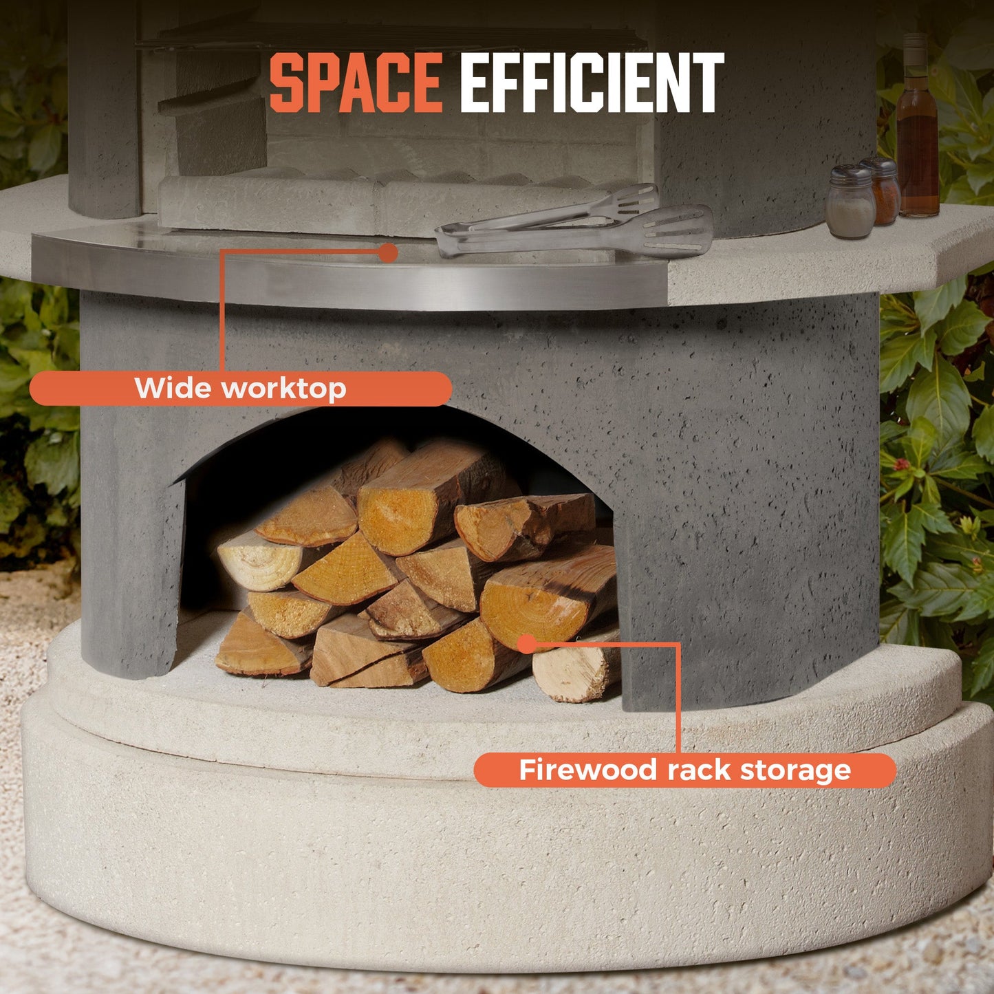 Concrete Outdoor Fireplace with Grill (36.6")