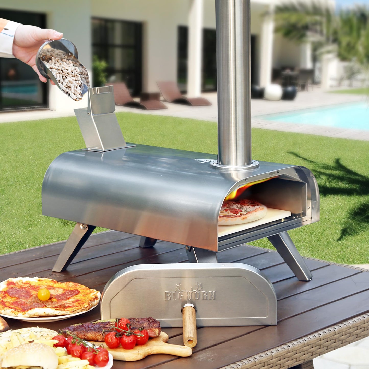 12" Portable Wood Pellet Pizza Oven - Black