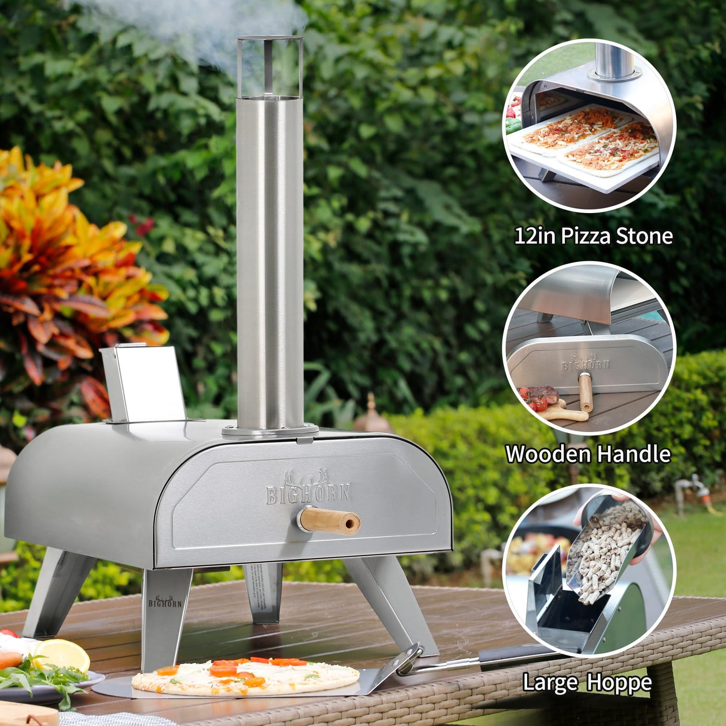 12" Portable Wood Pellet Pizza Oven - Black