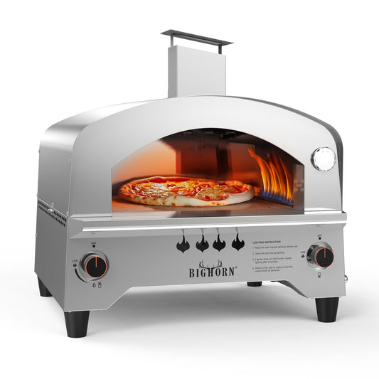 13-Inch Gas Pizza Oven, Portable Outdoor, Silver