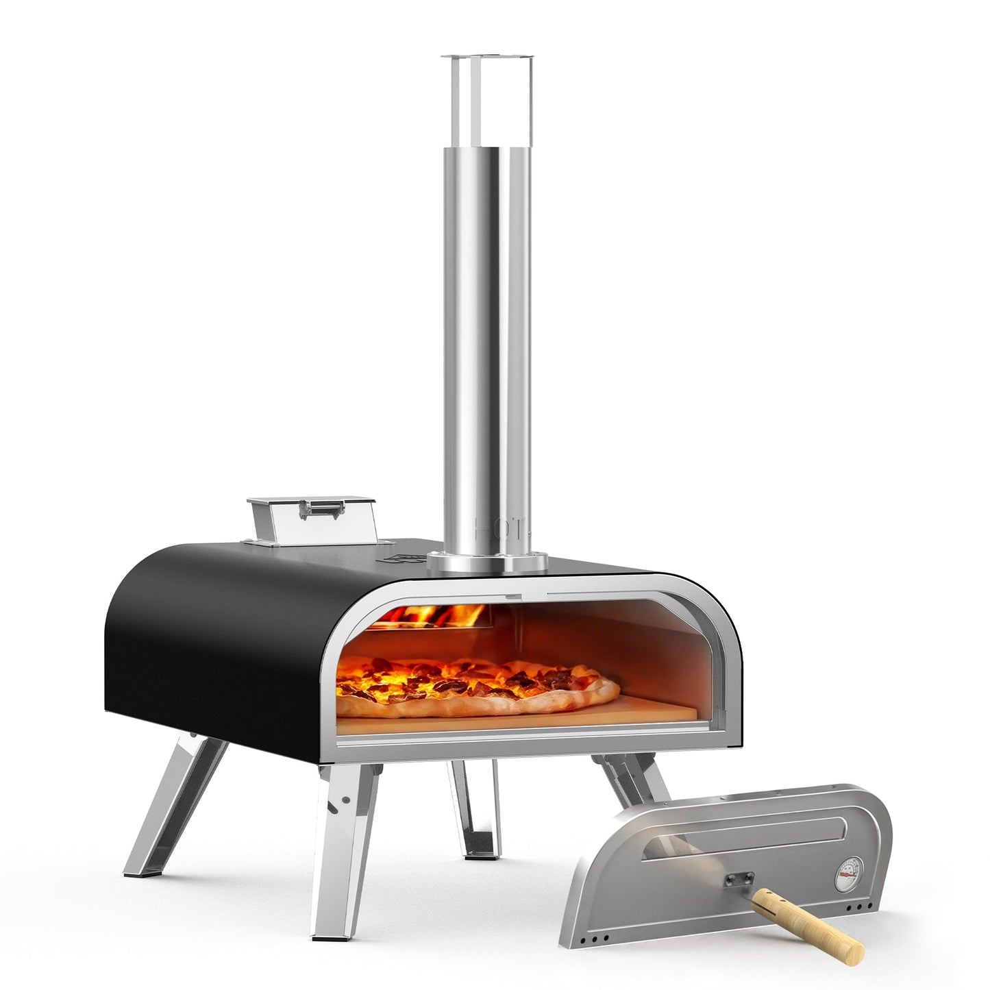 16" Portable Wood Pellet Pizza Oven - Black