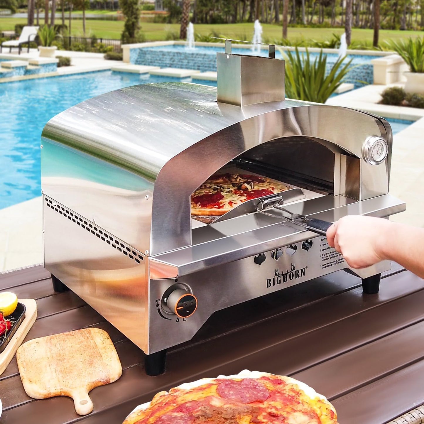 13" Portable Propane Gas Pizza Oven - Silver