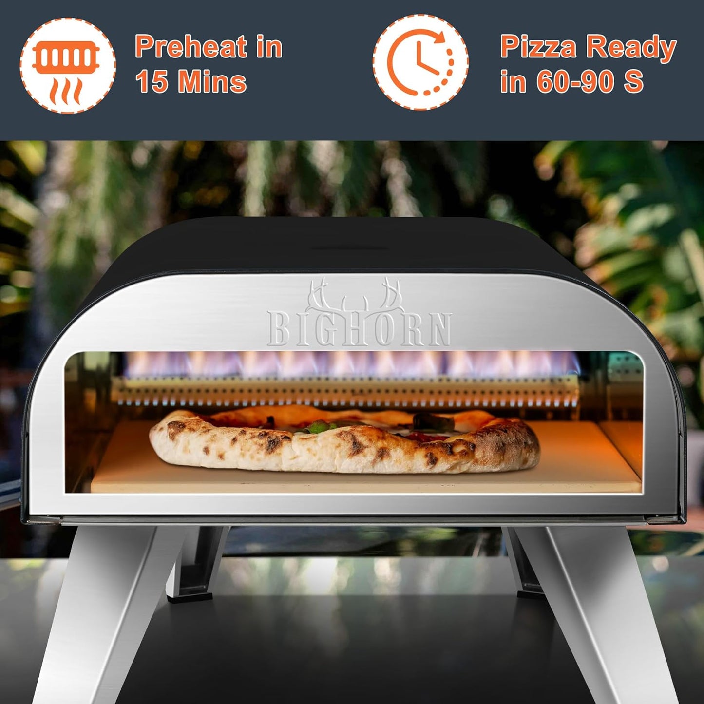 12" Portable Propane Gas Pizza Oven - Black