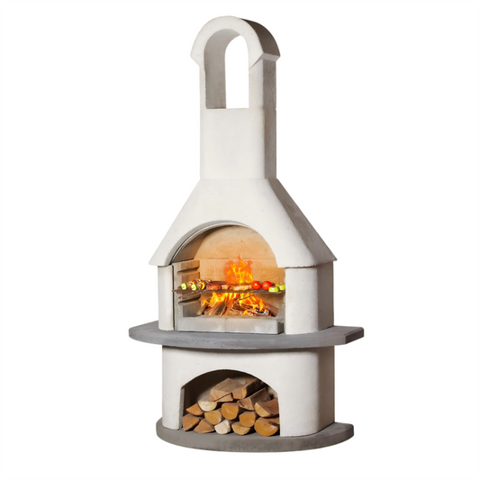 Concrete Outdoor Fireplace with Grill (79.9")