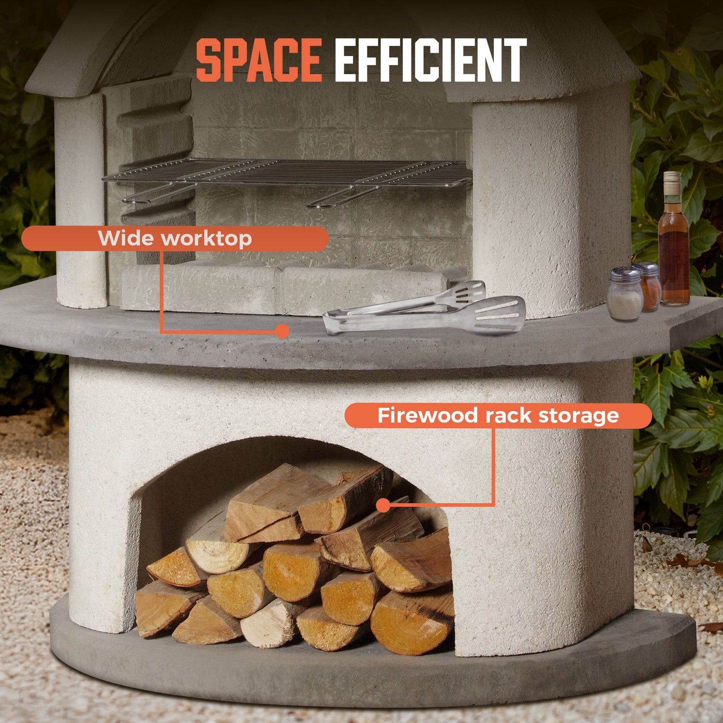 Concrete Outdoor Fireplace with Grill (79.9")