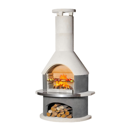 Concrete Outdoor Fireplace with Grill (81.9")