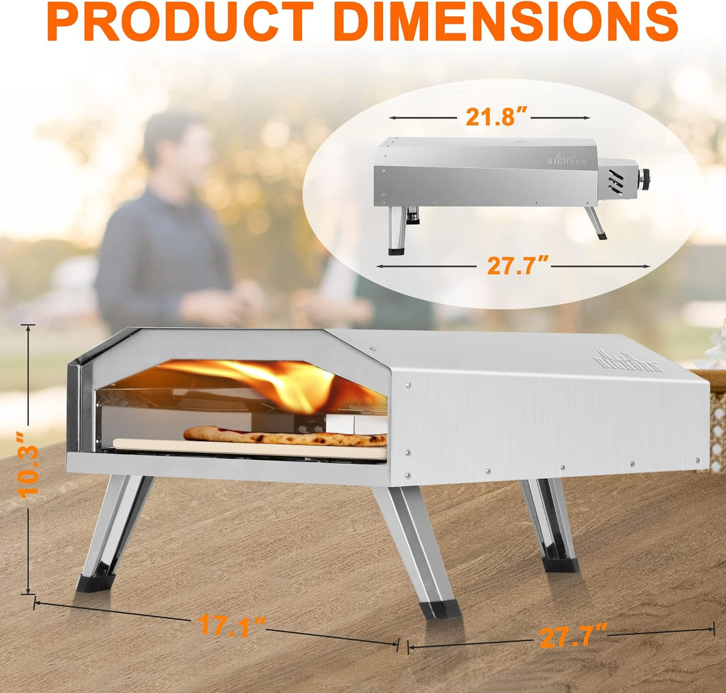 12" Portable Propane Gas Pizza Oven - Stainless Steel