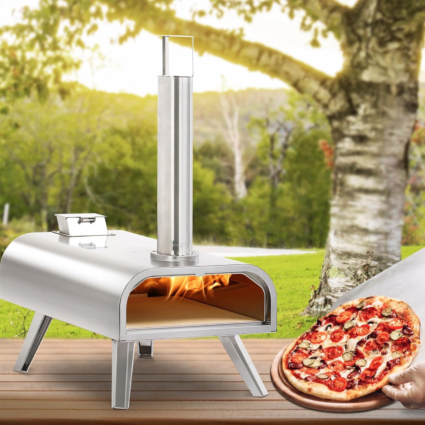 16" Portable Wood Pellet Pizza Oven - Black