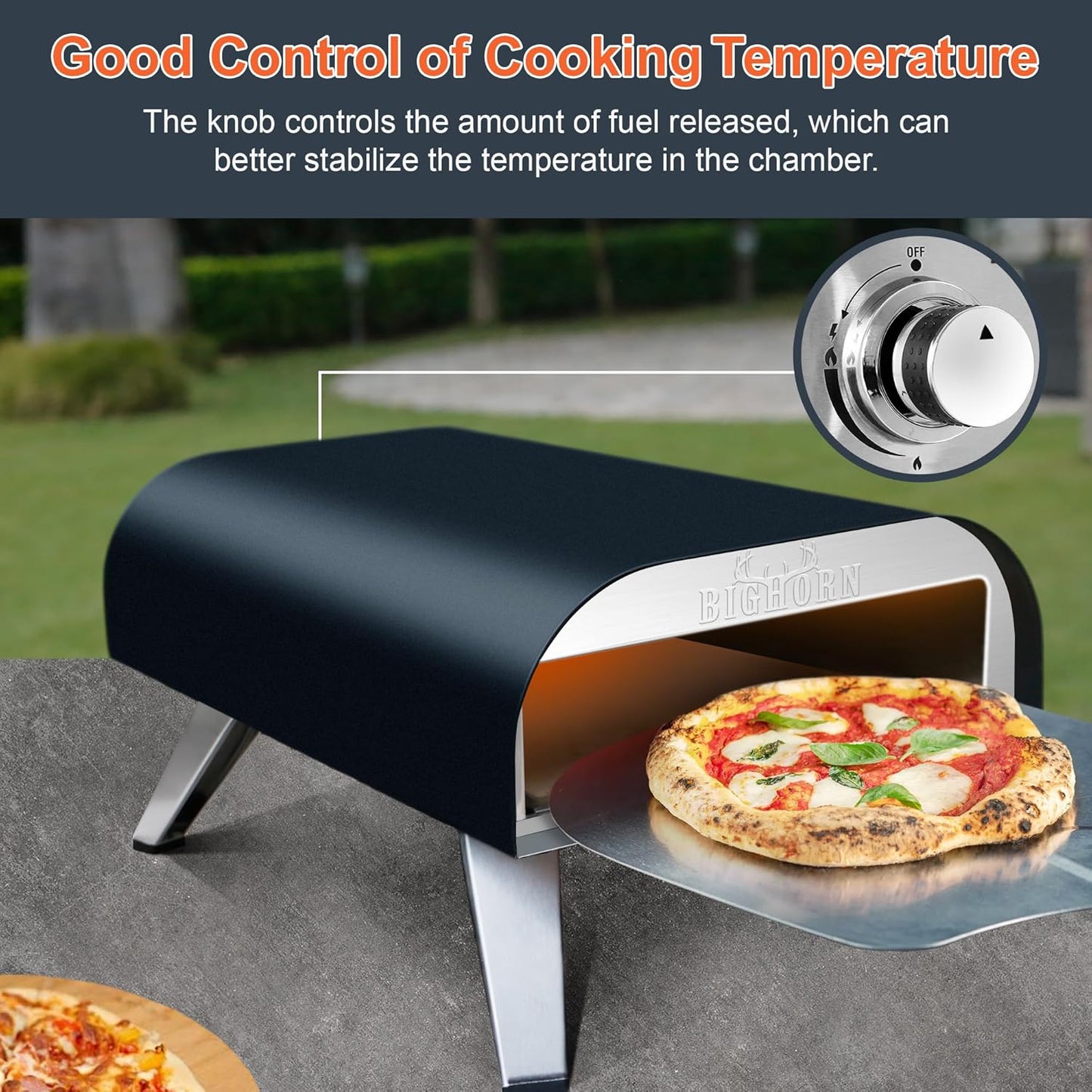 12" Portable Propane Gas Pizza Oven - Black