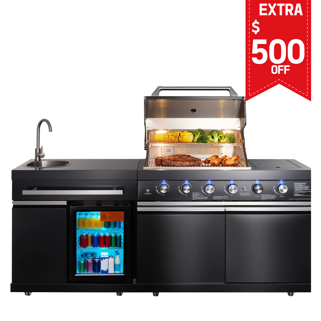 Stainless Steel Outdoor Kitchen Island - 6 Burner (4+2) (Stainless Steel)