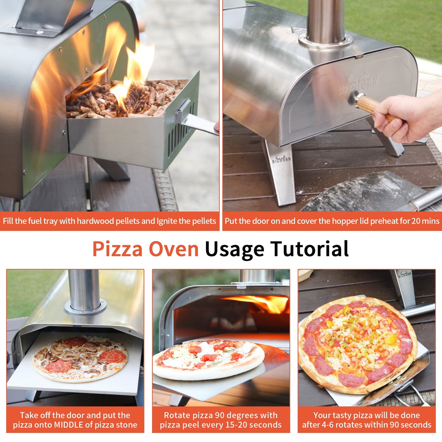 12" Portable Wood Pellet Pizza Oven - Black