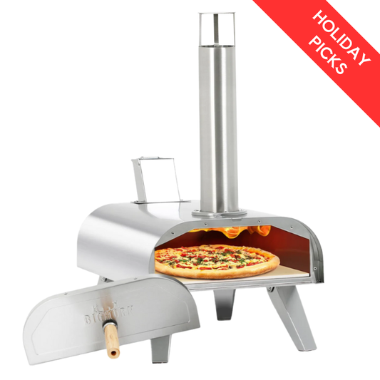 12-Inch Wood Pellet Pizza Oven, Portable Outdoor, Black