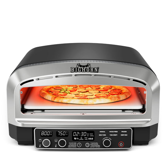14" Indoor Electric Countertop Pizza Oven - 6 Preset Modes, Stainless Steel