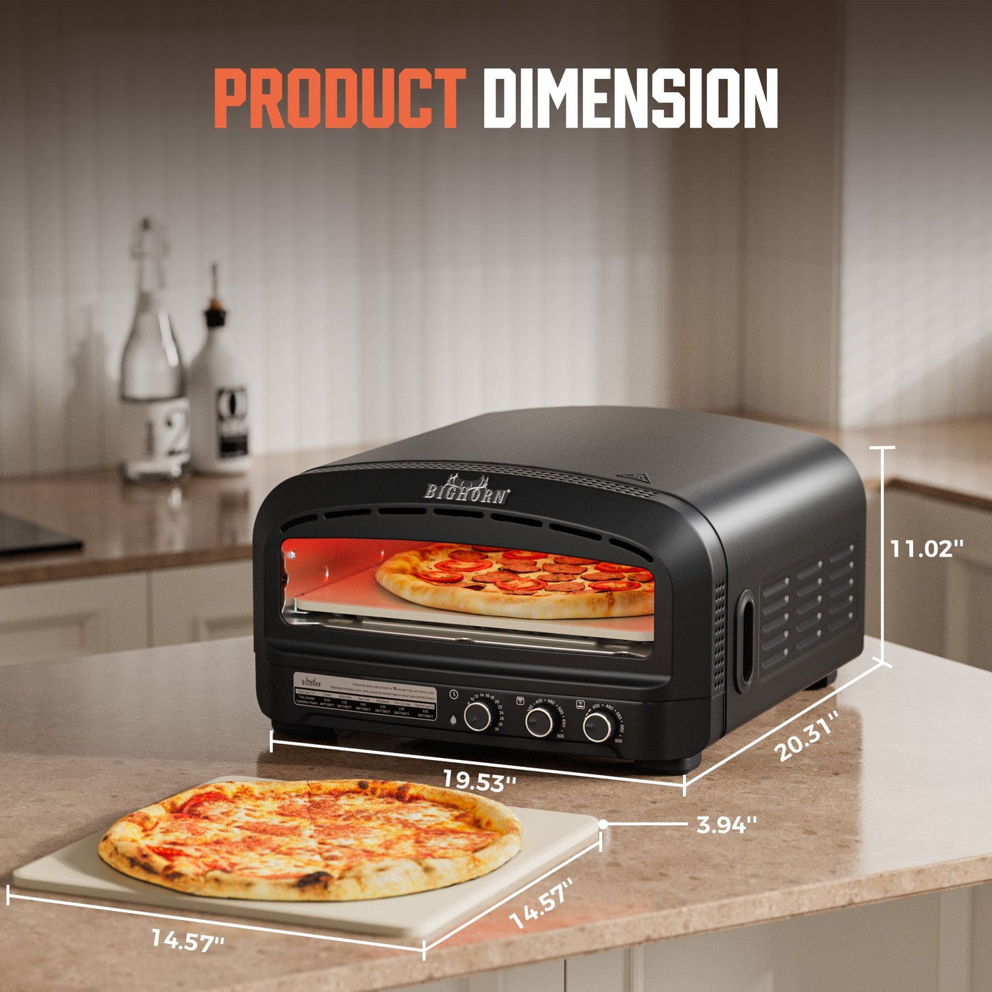 14" Indoor Electric Countertop Pizza Oven - 6 Preset Modes, Black