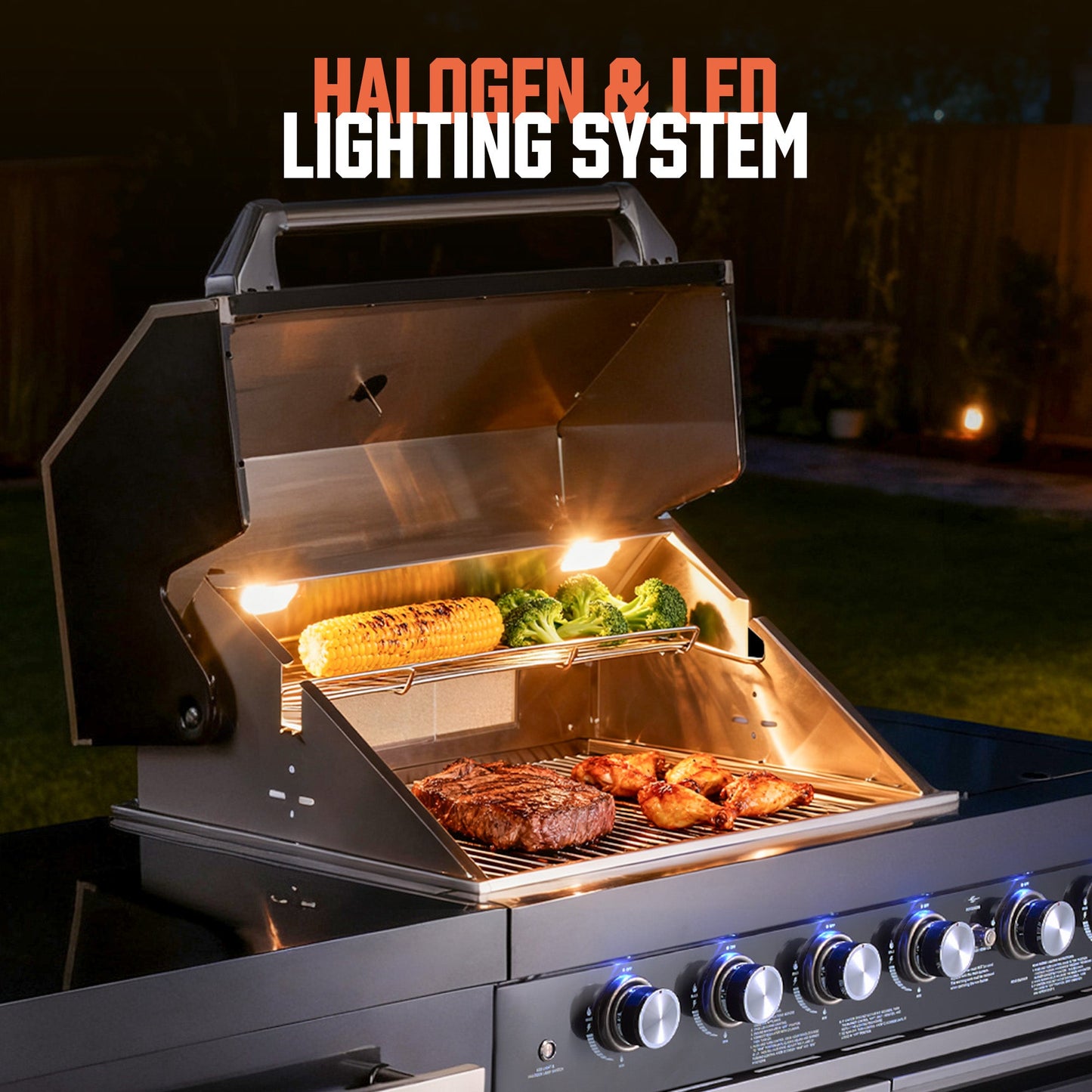 Stainless Steel Outdoor Kitchen Island - 6 Burner (4+2) (Stainless Steel)