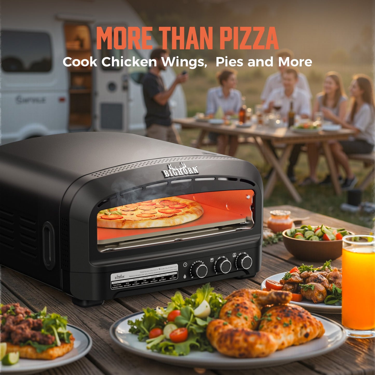 14" Indoor Electric Countertop Pizza Oven - 6 Preset Modes, Black
